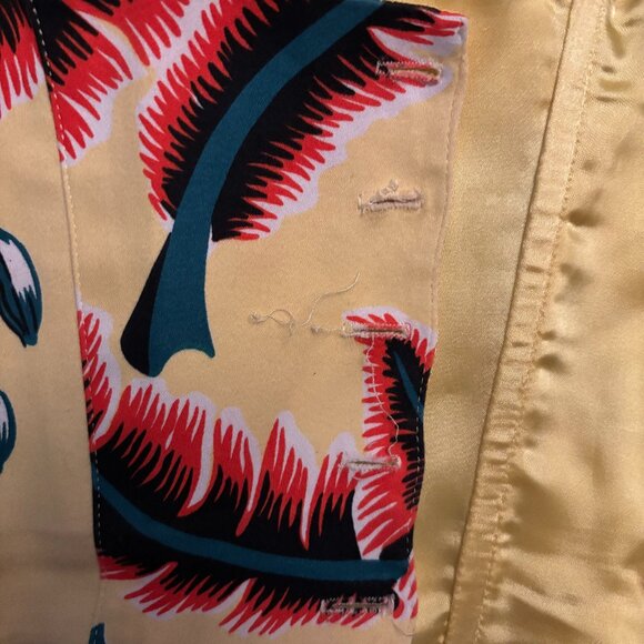 Dixiefied by Pinup Girl Couture Tiki Print Vintage Bustier Ruffle Top Size SMALL - Picture 10 of 11